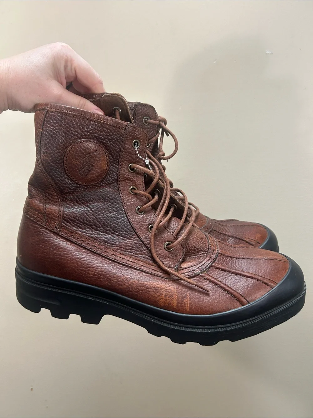 Polo Ralph Lauren Udel Men's Duck Boots Dark Brown Leather Boots Size 12D